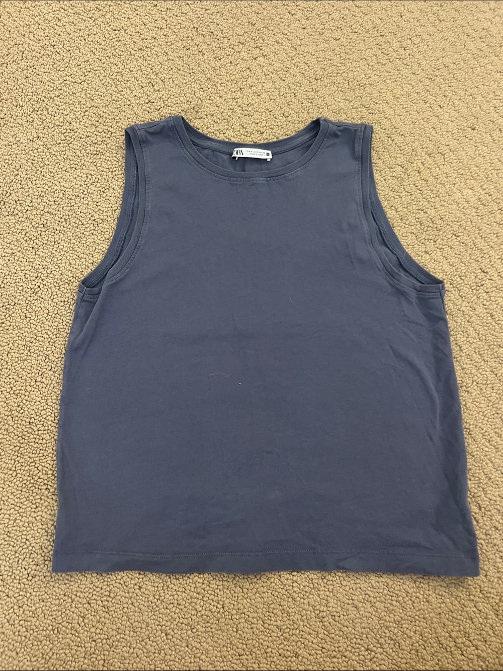 Zara Navy Sleeveless Cotton Tank